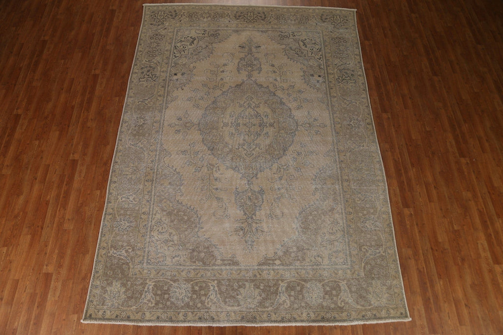 Vintage Distressed Tabriz Persian Area Rug 8x11