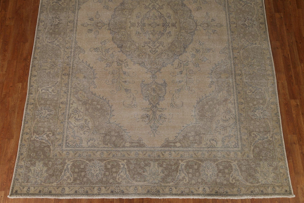 Vintage Distressed Tabriz Persian Area Rug 8x11