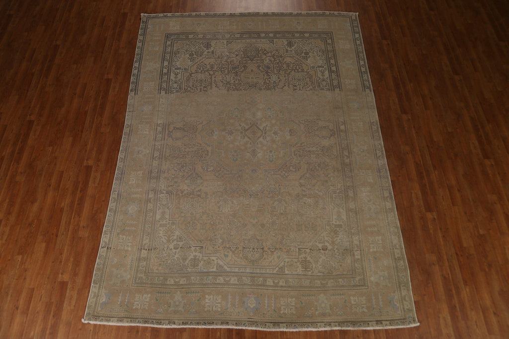 Vintage Distressed Tabriz Persian Area Rug 8x11