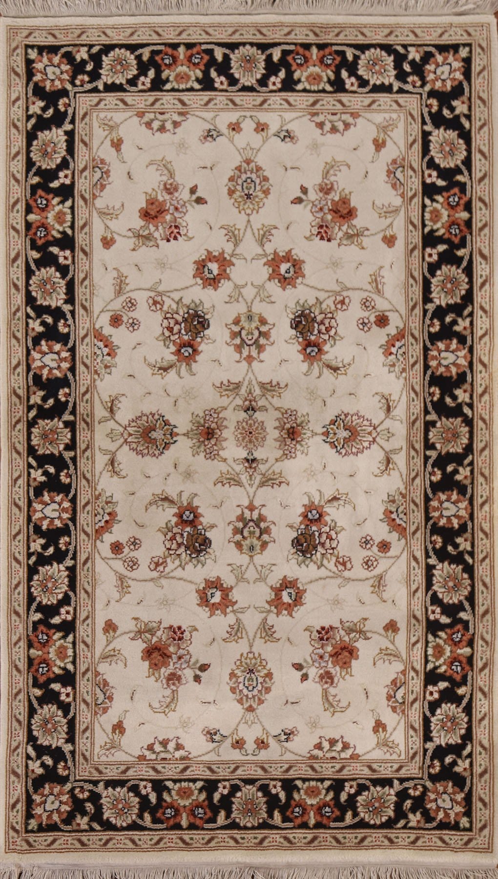 100% Silk Floral Chobi-Peshawar Oriental Rug 3x5