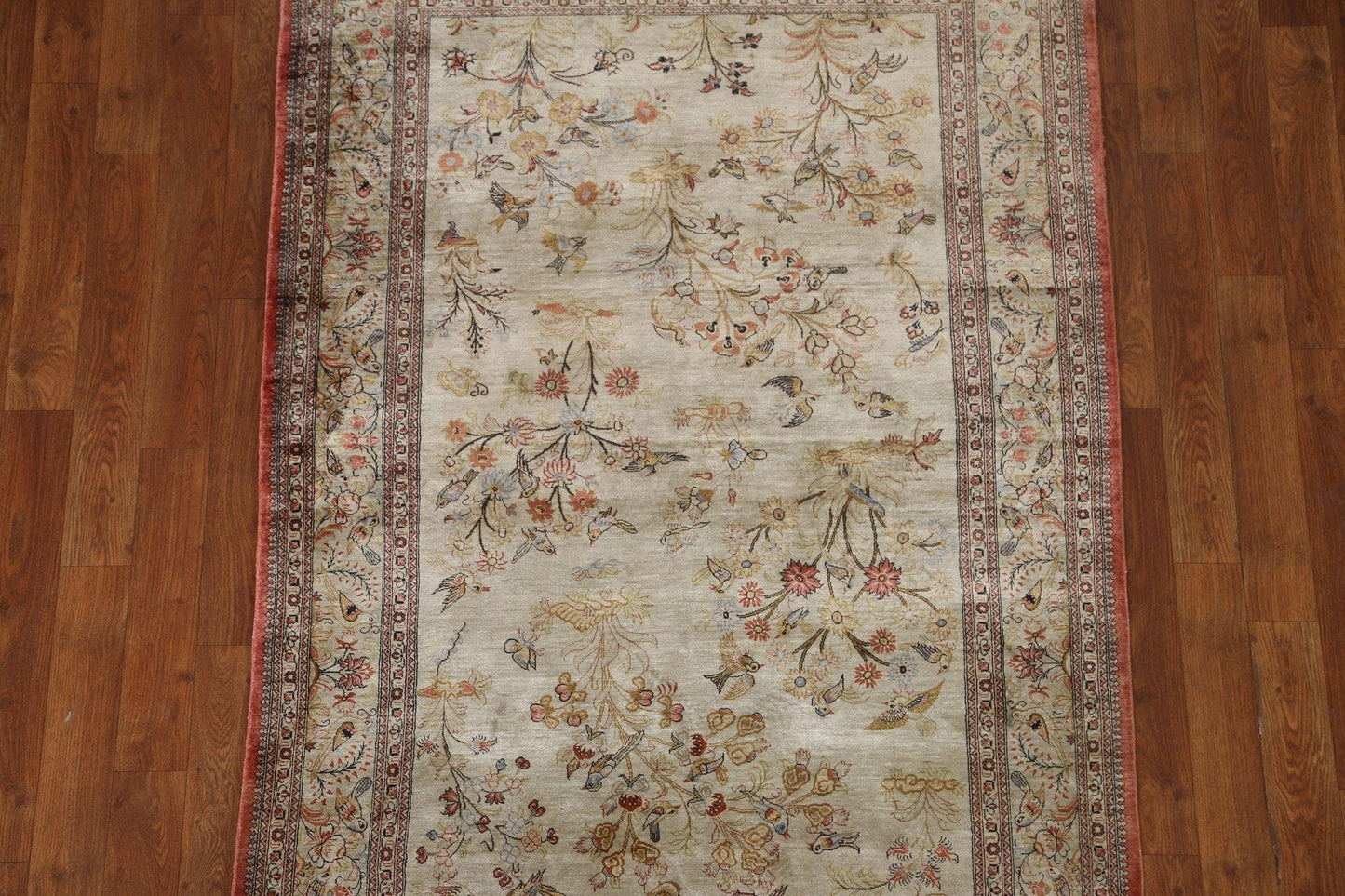 100% Silk Qum Persian Area Rug 4x5