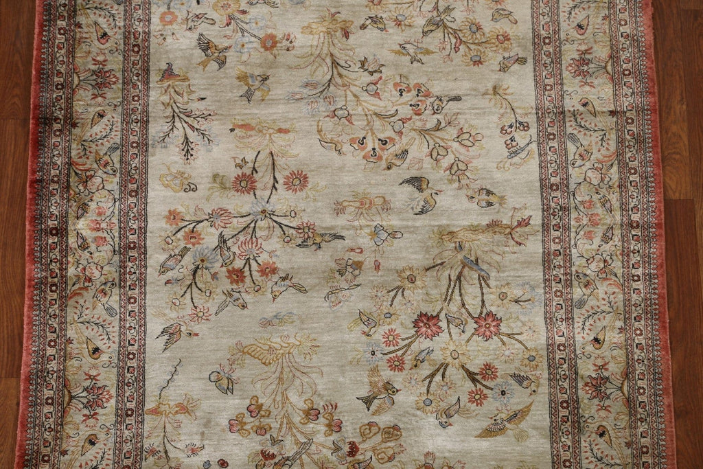 100% Silk Qum Persian Area Rug 4x5