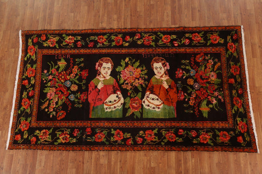 Vegetable Dye Karabakh Pictorial Area Rug 5x9