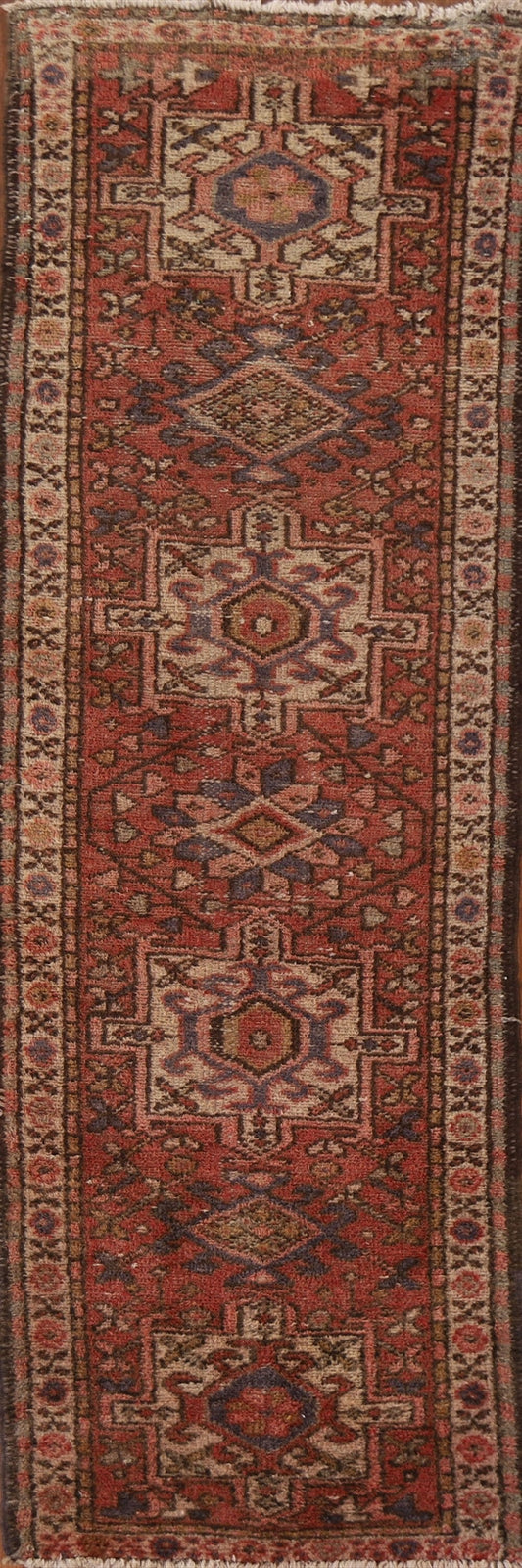 Antique Tribal Gharajeh Persian Runner Rug 2x7