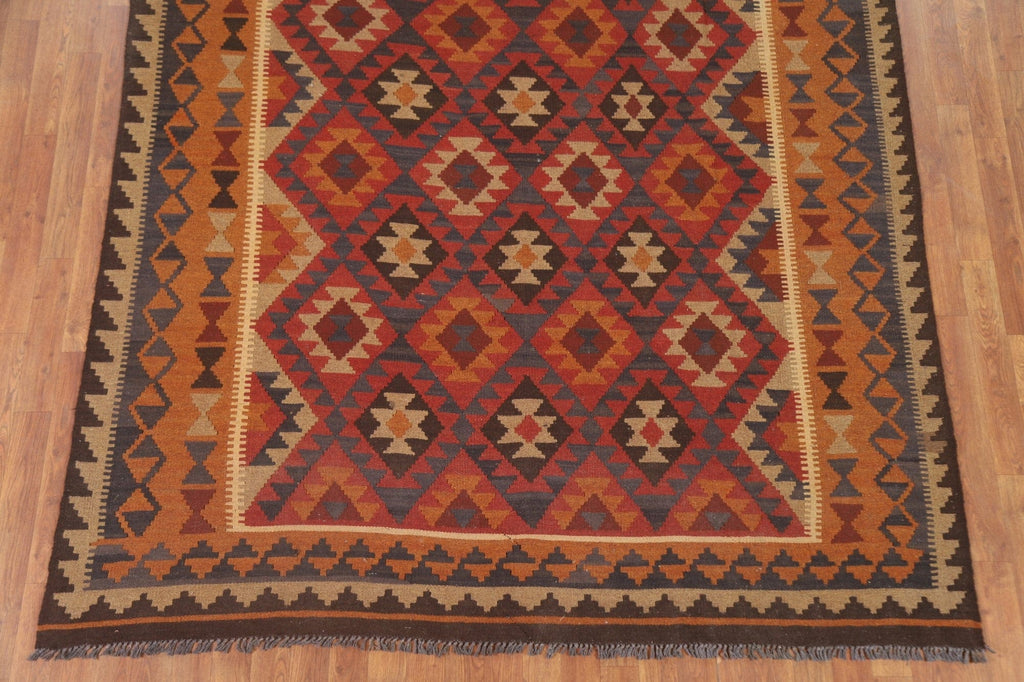 Geometric Kilim Reversible Wool Area Rug 7x10