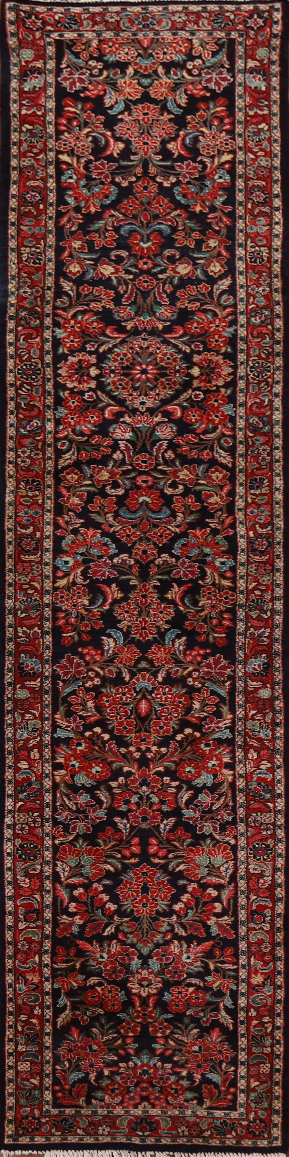 100% Vegetable Dye Sarouk Persian Runner Rug 2x12