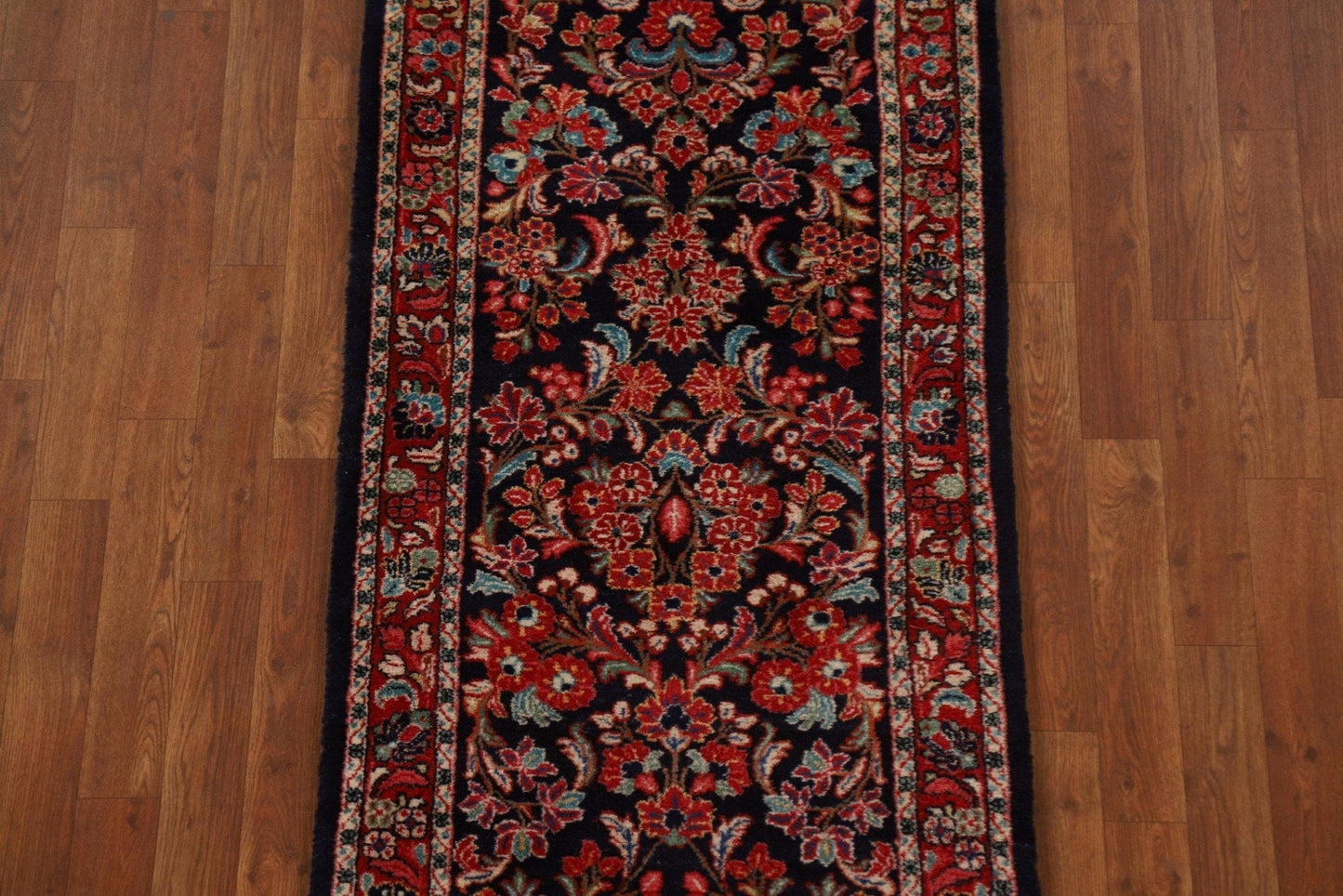 100% Vegetable Dye Sarouk Persian Runner Rug 2x12