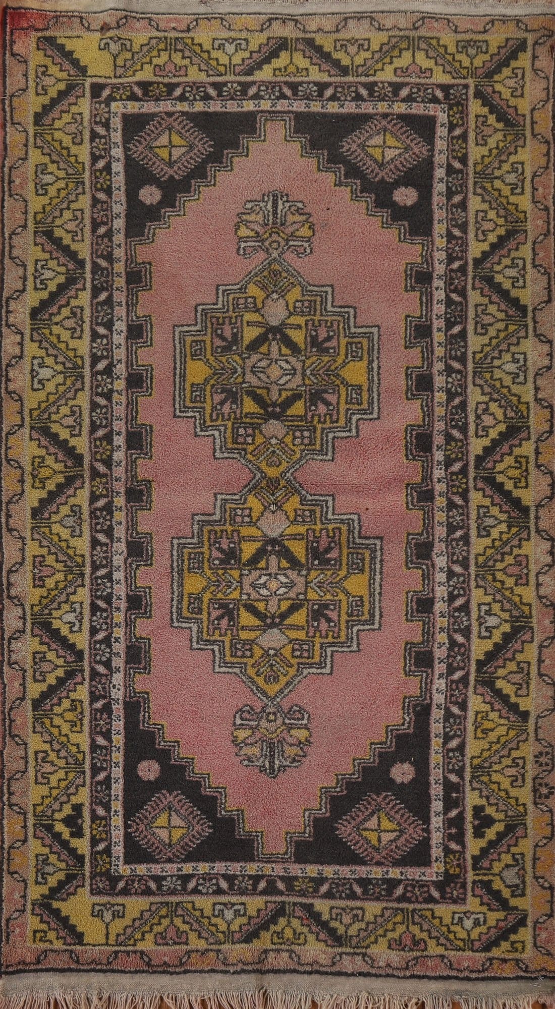 Geometric Pink Anatolian Turkish Area Rug 4x7