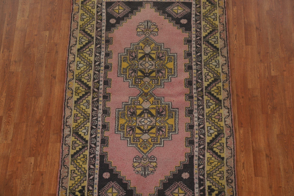 Geometric Pink Anatolian Turkish Area Rug 4x7