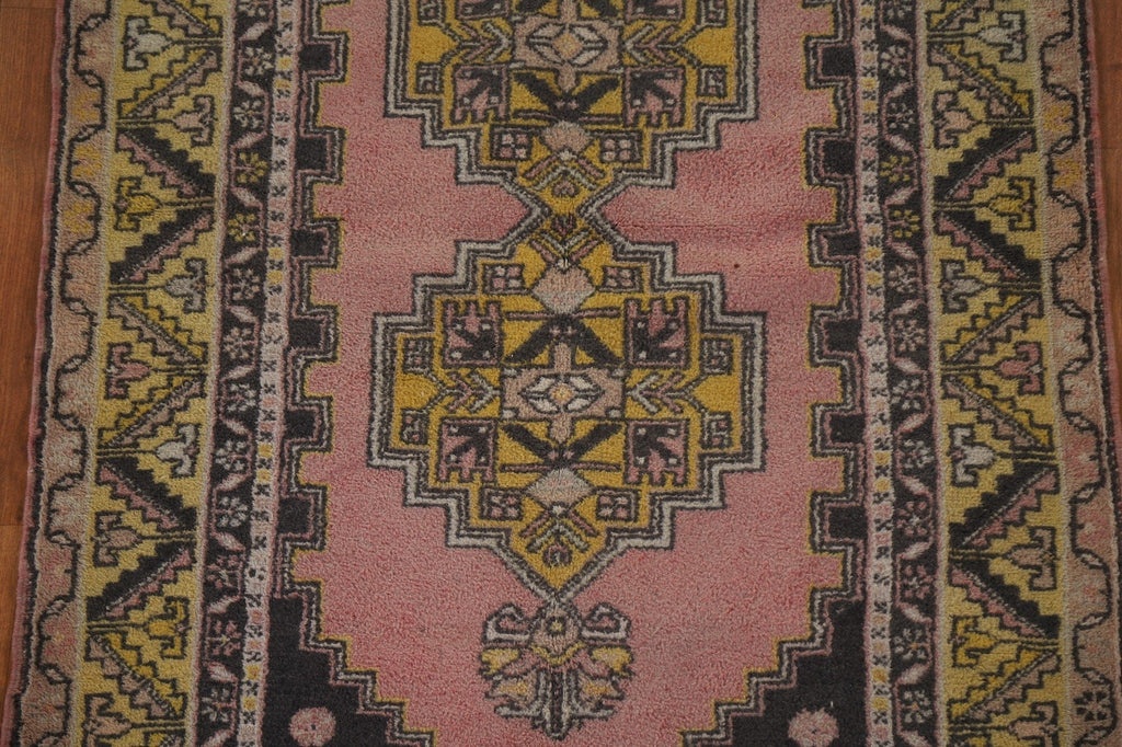 Geometric Pink Anatolian Turkish Area Rug 4x7