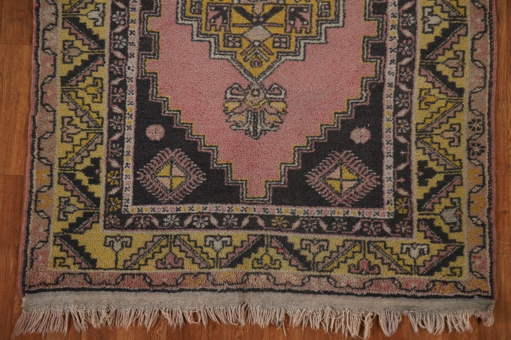 Geometric Pink Anatolian Turkish Area Rug 4x7