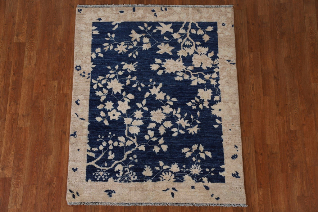 100% Vegetable Dye Oushak Turkish Area Rug 4x5