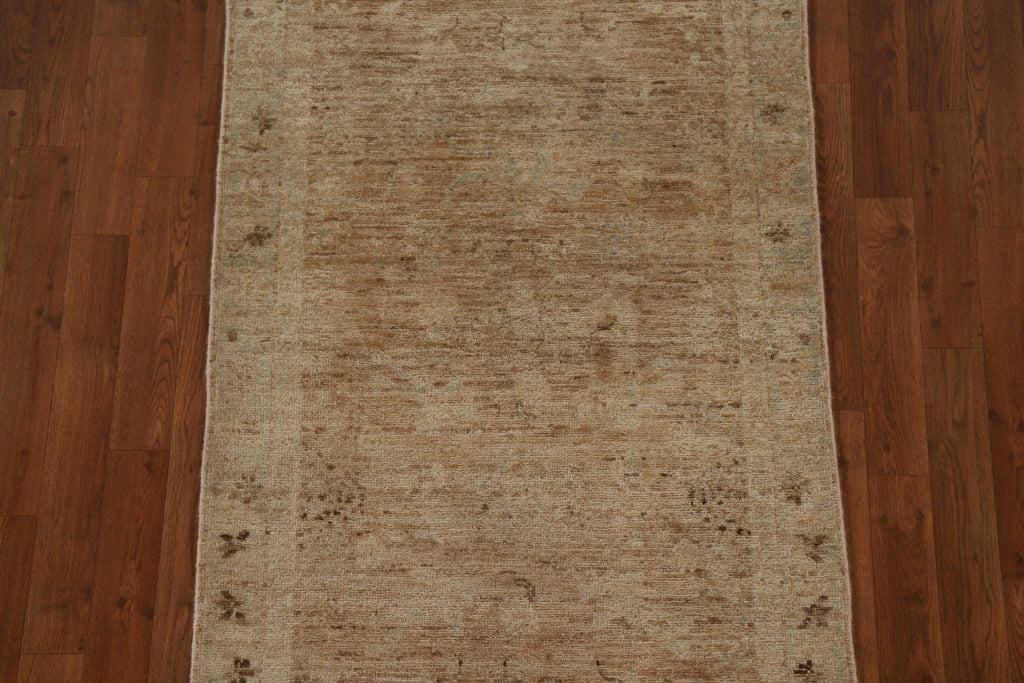 100% Vegetable Dye Oushak Turkish Runner Rug 3x12