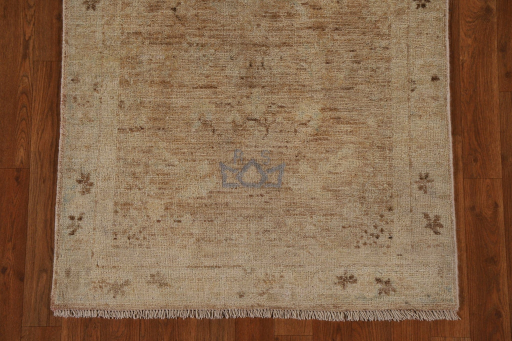 100% Vegetable Dye Oushak Turkish Runner Rug 3x12