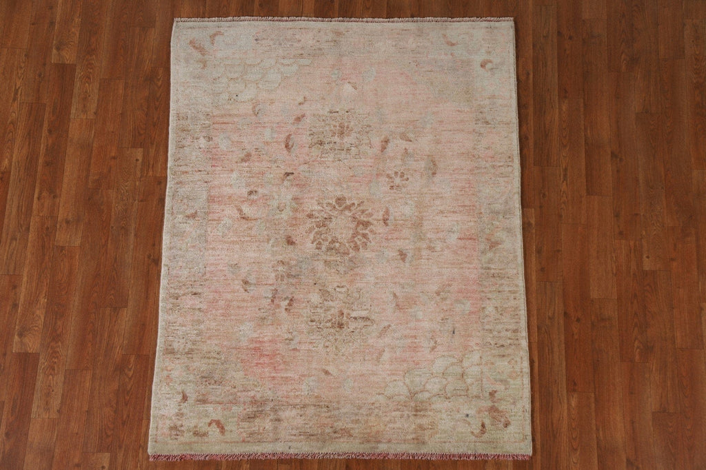 100% Vegetable Dye Oushak Turkish Area Rug 4x5