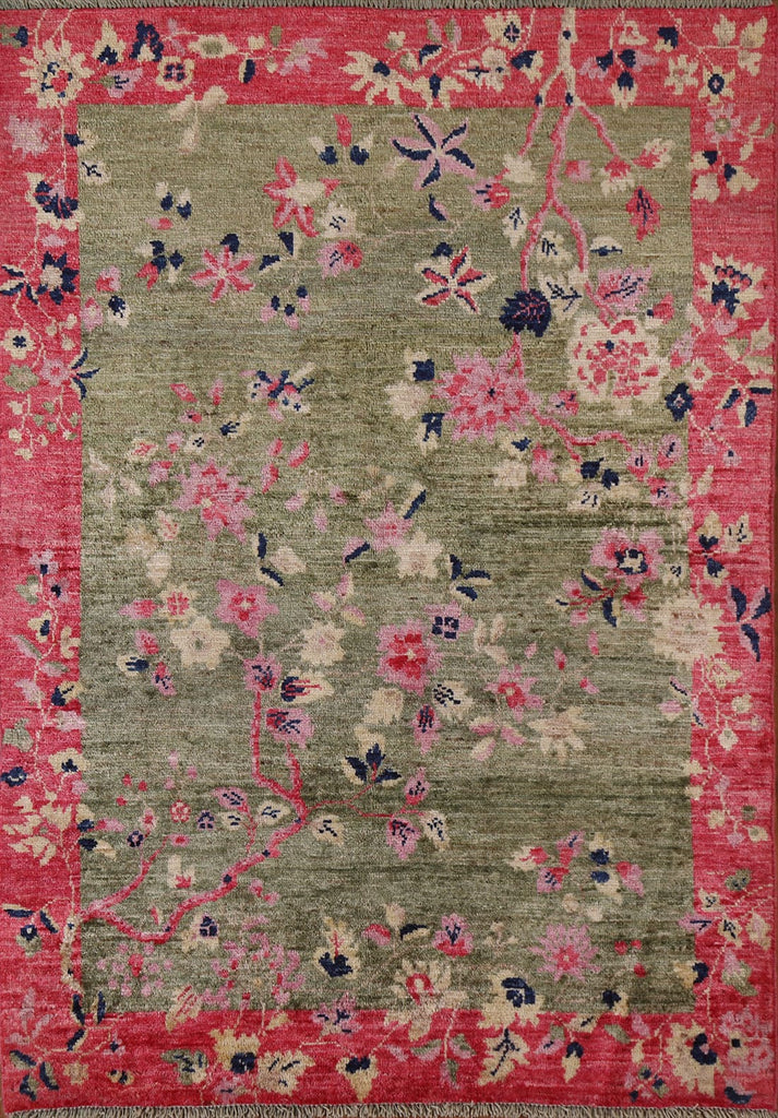 100% Vegetable Dye Oushak Turkish Area Rug 4x5