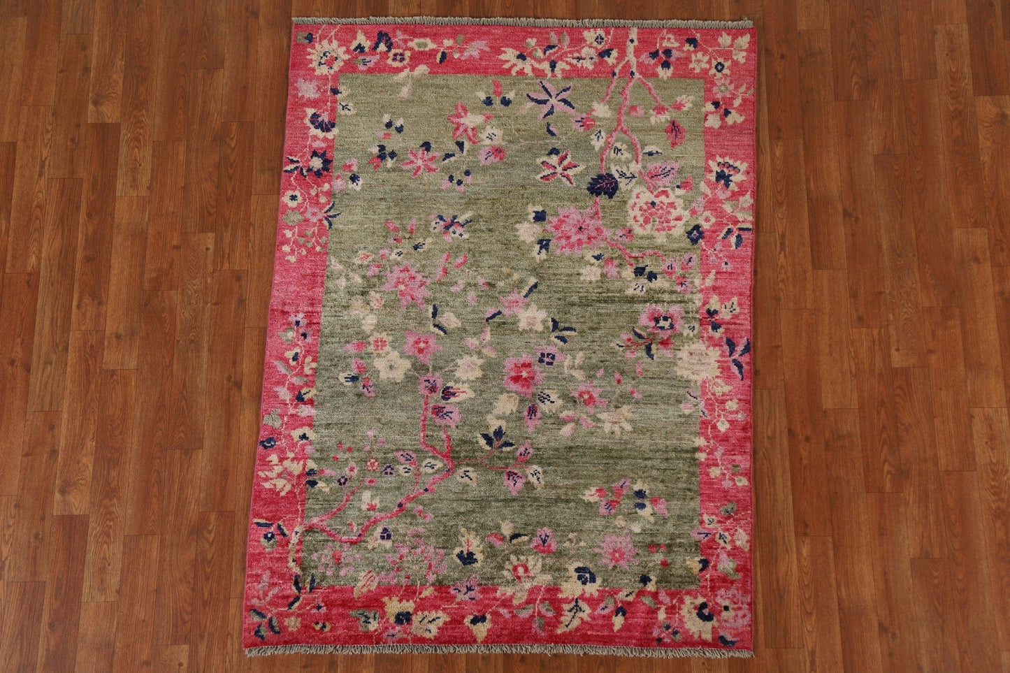 100% Vegetable Dye Oushak Turkish Area Rug 4x5