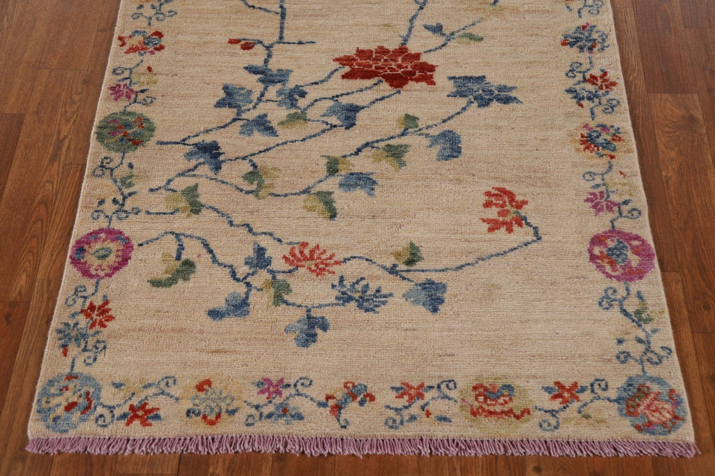 100% Vegetable Dye Oushak Turkish Runner Rug 3x12