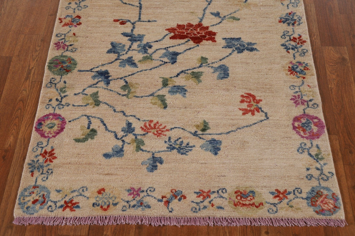 100% Vegetable Dye Oushak Turkish Runner Rug 3x12