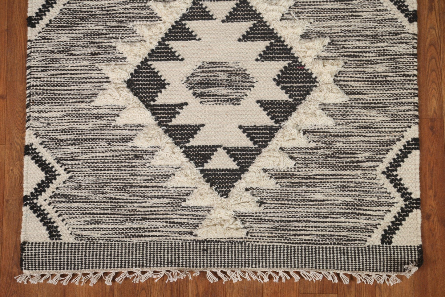 Ivory/ Black Durrie Kilim Oriental Area Rug 3x5