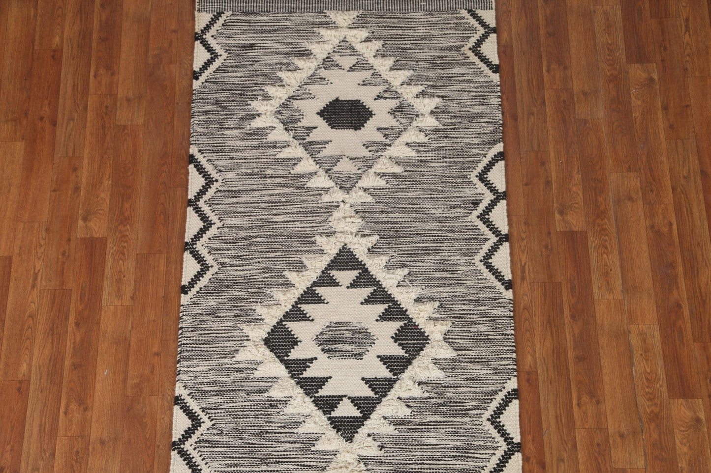 Ivory/ Black Durrie Kilim Oriental Area Rug 3x5