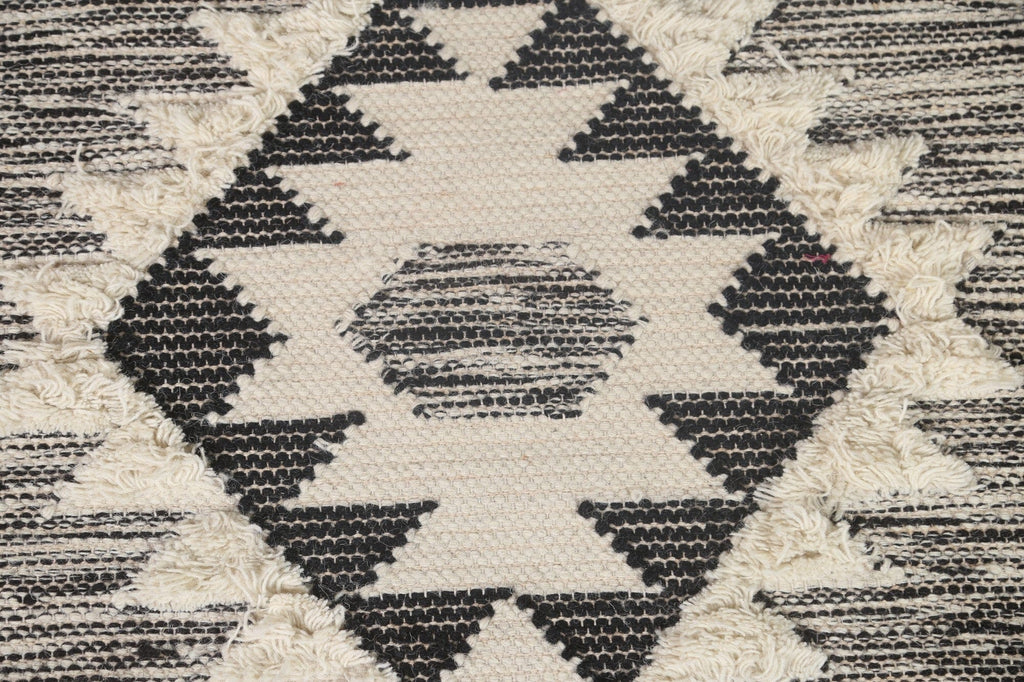 Ivory/ Black Durrie Kilim Oriental Area Rug 3x5