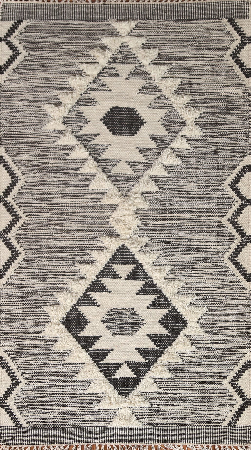 Black/ Ivory Durrie Kilim Tribal Area Rug 3x5