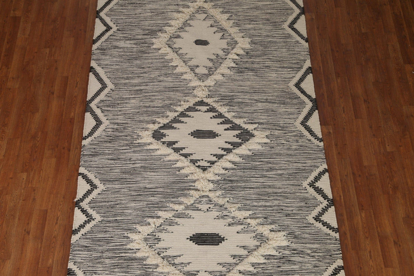 Ivory/ Black Durrie Kilim Oriental Area Rug 5x8