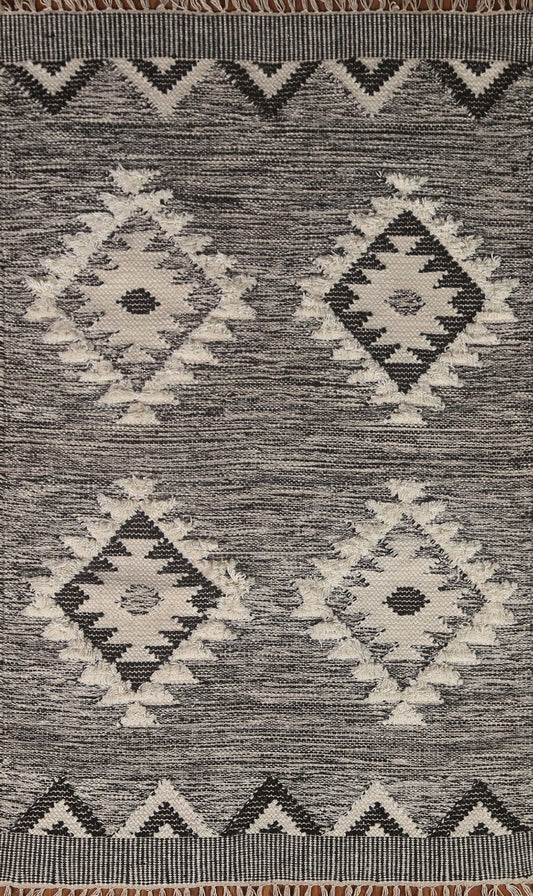 Black/ Ivory Durrie Kilim Oriental Area Rug 3x5