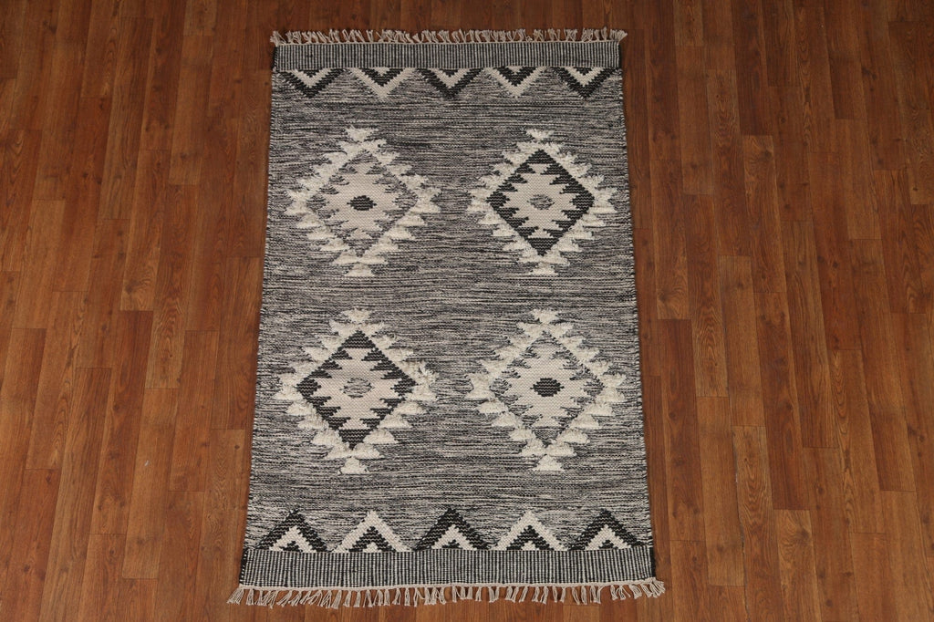 Black/ Ivory Durrie Kilim Oriental Area Rug 3x5