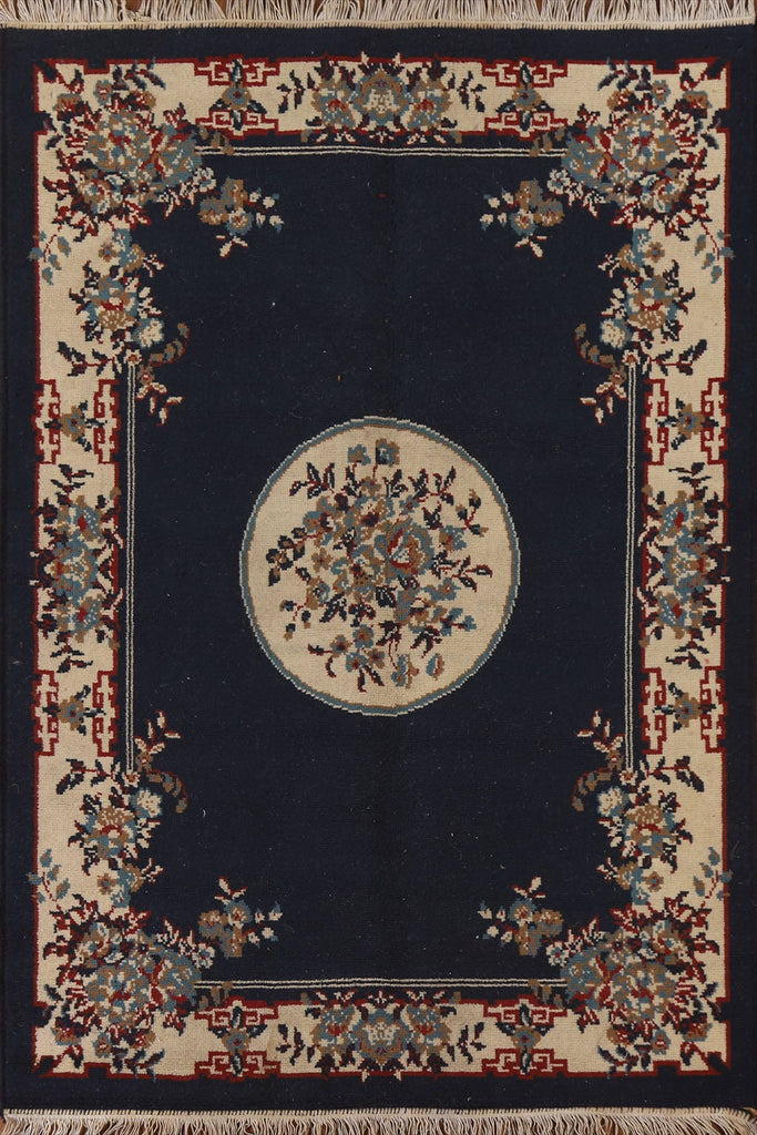 Navy Blue Kazak Turkish Area Rug 4x5