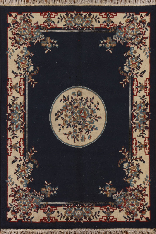 Navy Blue Kazak Turkish Area Rug 4x5