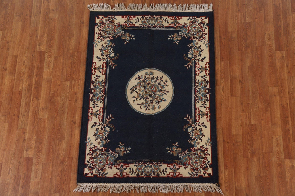 Navy Blue Kazak Turkish Area Rug 4x5