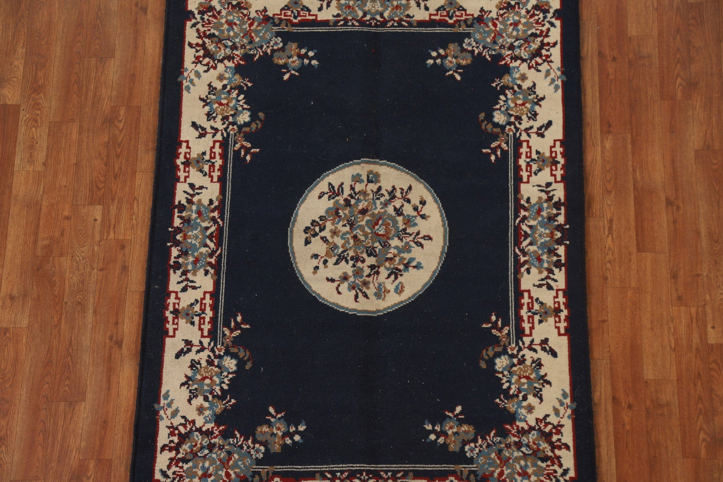 Navy Blue Kazak Turkish Area Rug 4x5