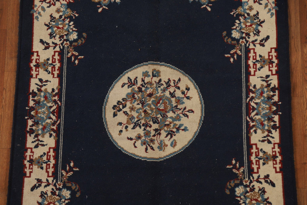 Navy Blue Kazak Turkish Area Rug 4x5