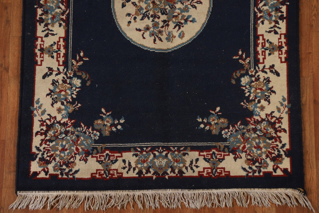 Navy Blue Kazak Turkish Area Rug 4x5