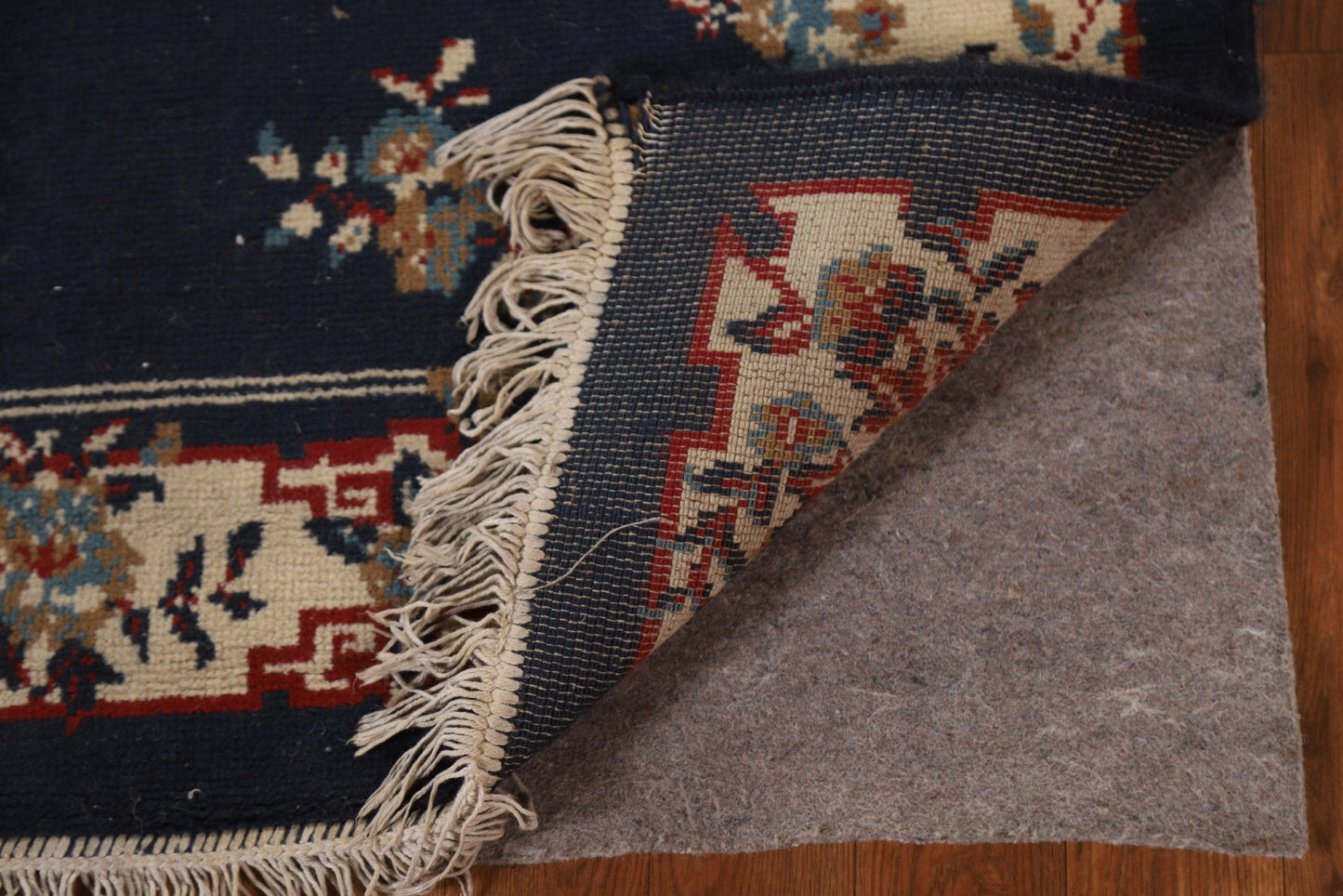 Navy Blue Kazak Turkish Area Rug 4x5