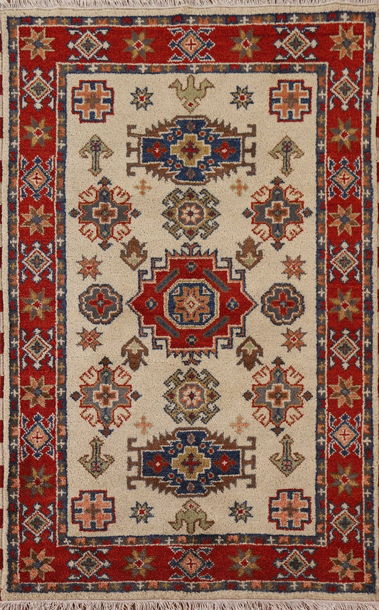 Geometric Kazak Oriental Area Rug 4x6