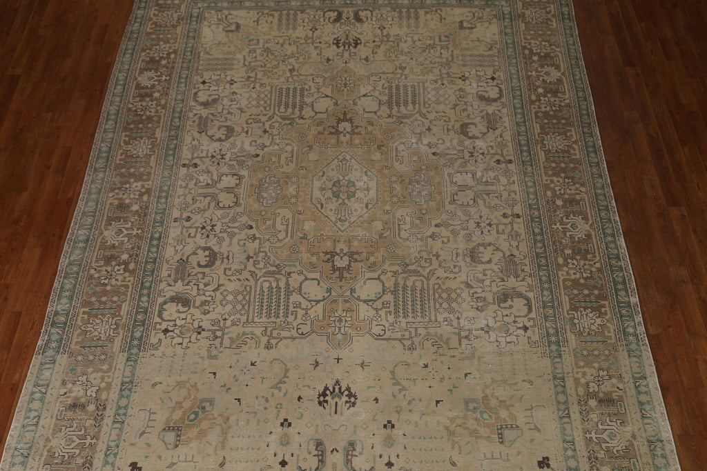 Distressed Geometric Tabriz Persian Area Rug 9x12