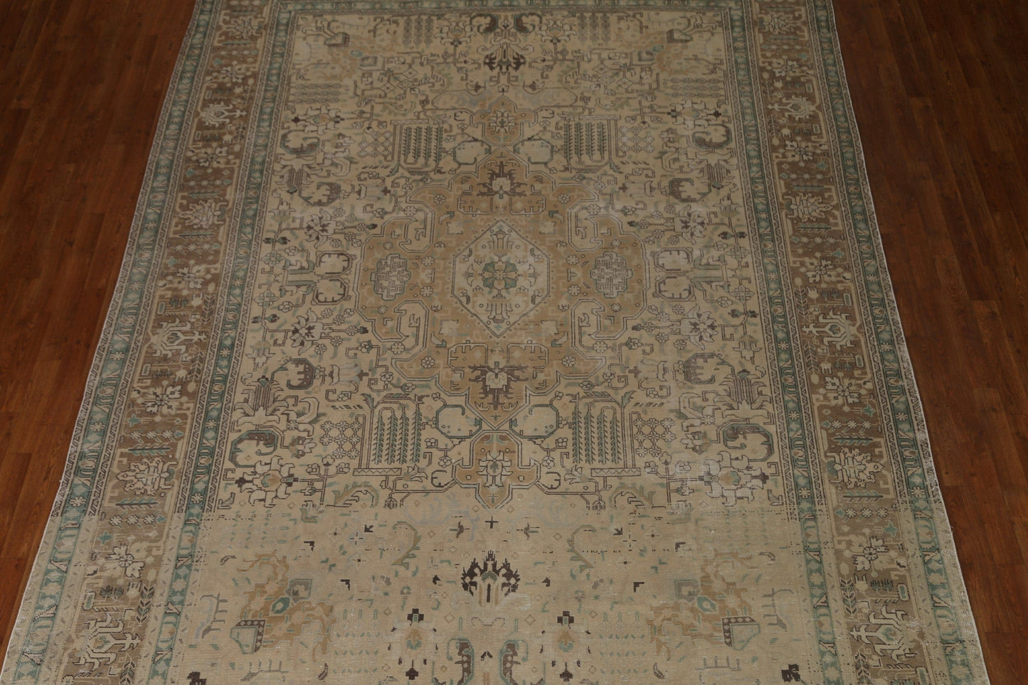 Distressed Geometric Tabriz Persian Area Rug 9x12