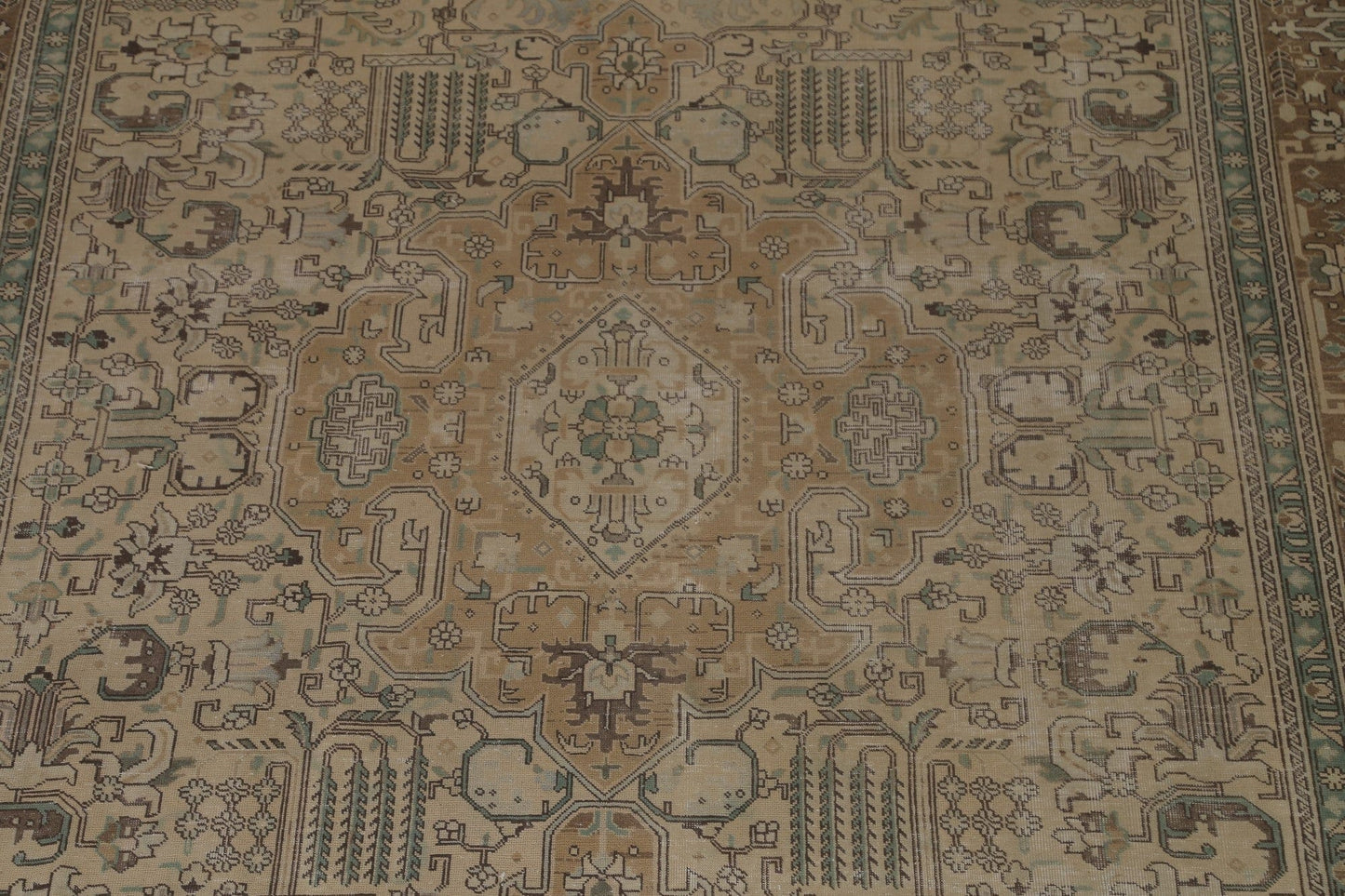 Distressed Geometric Tabriz Persian Area Rug 9x12