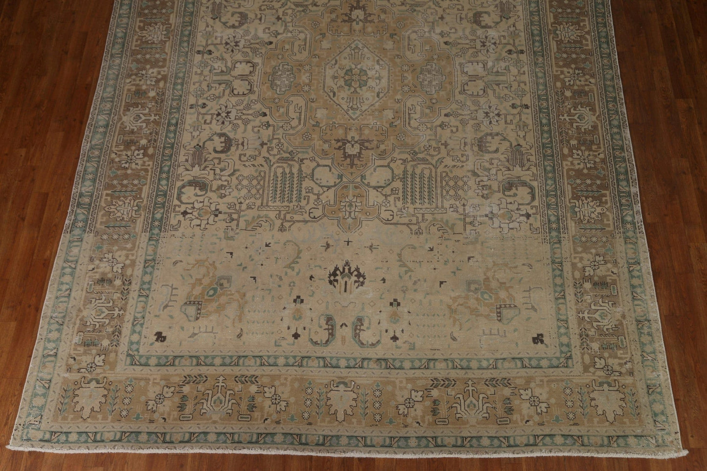 Distressed Geometric Tabriz Persian Area Rug 9x12