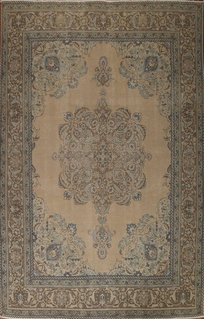 Distressed Vintage Tabriz Persian Area Rug 10x13