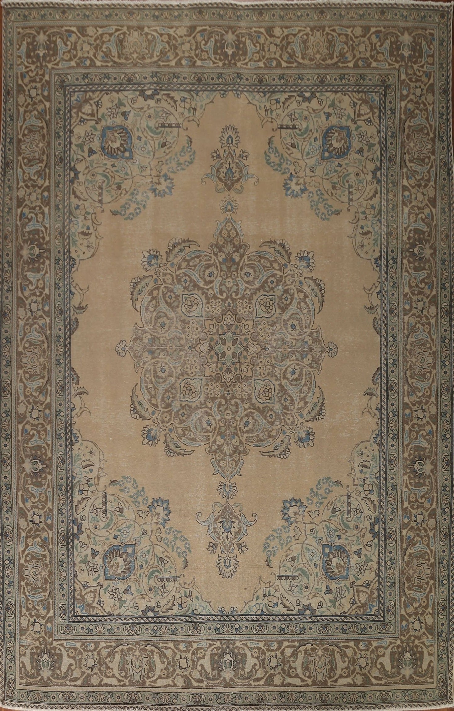 Distressed Vintage Tabriz Persian Area Rug 10x13