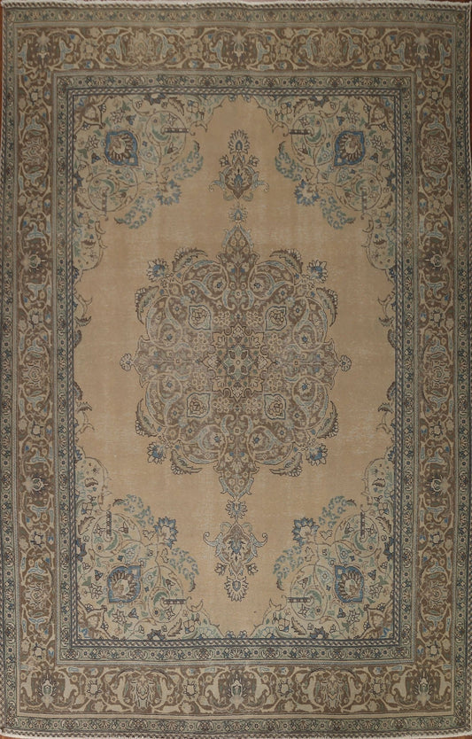 Distressed Vintage Tabriz Persian Area Rug 10x13