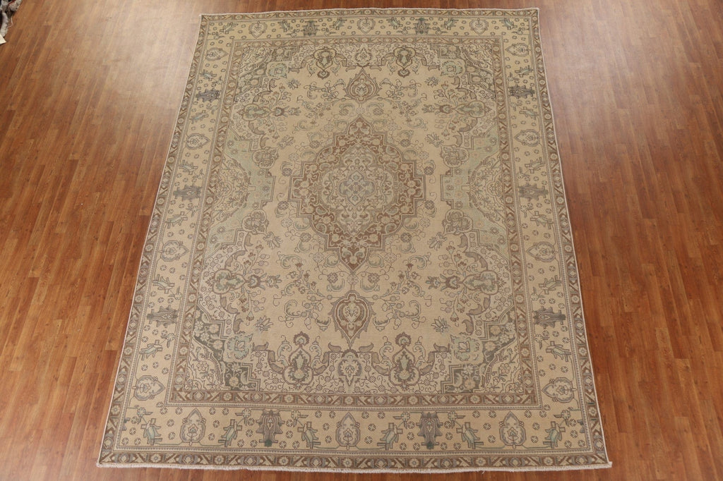 Distressed Wool Tabriz Persian Area Rug 10x13