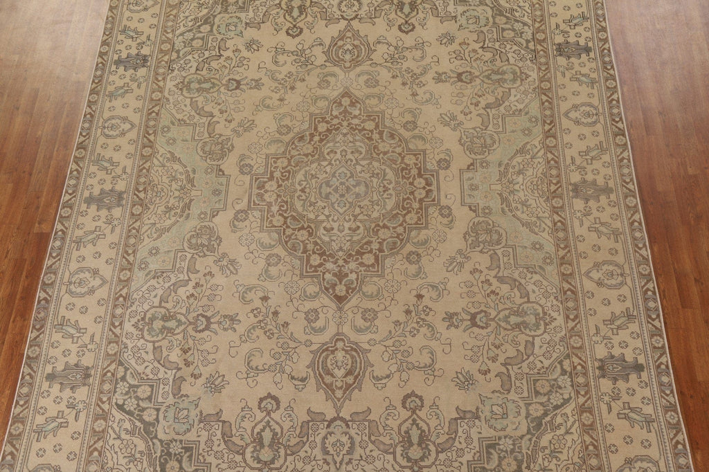 Distressed Wool Tabriz Persian Area Rug 10x13