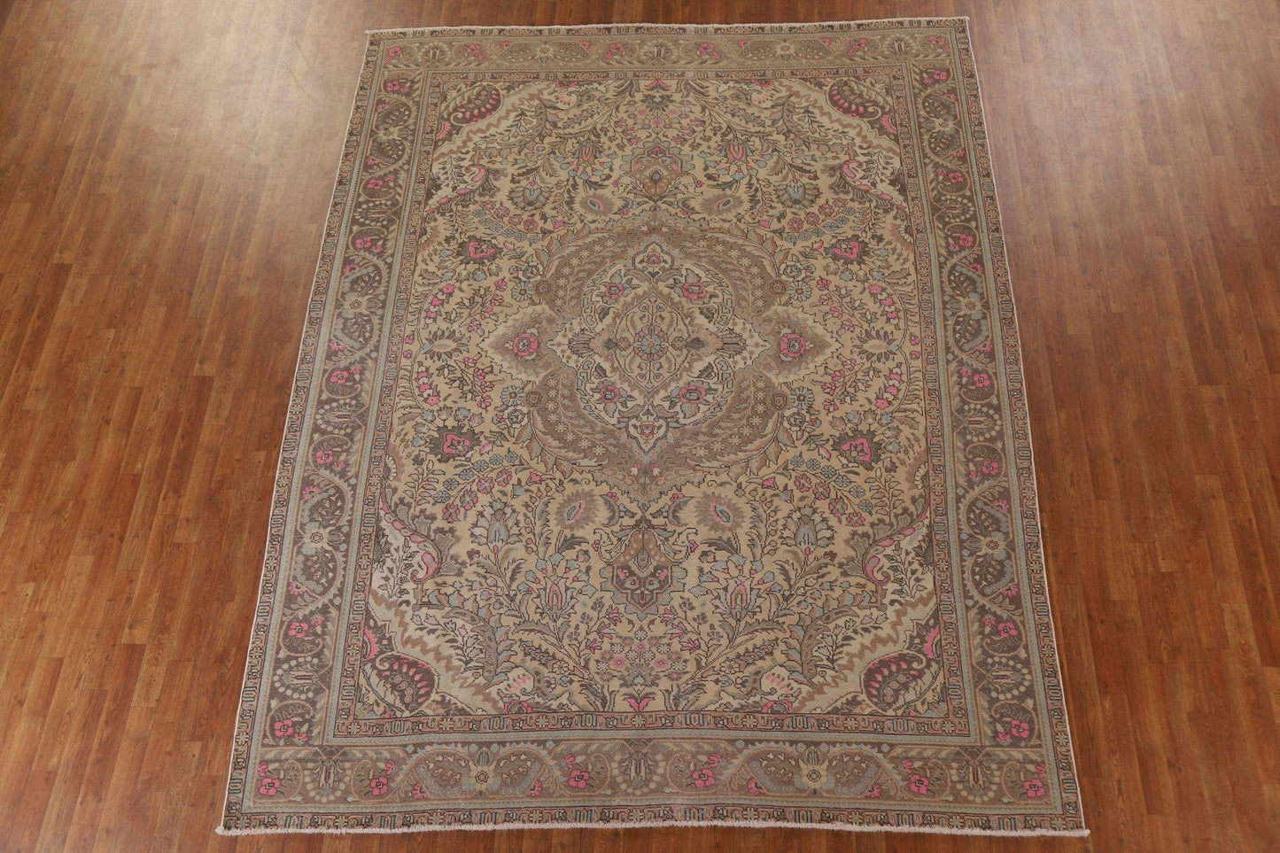 Distressed Floral Tabriz Persian Area Rug 8x11