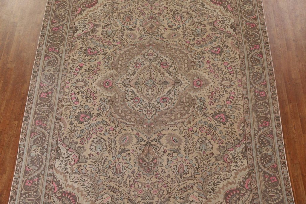 Distressed Floral Tabriz Persian Area Rug 8x11