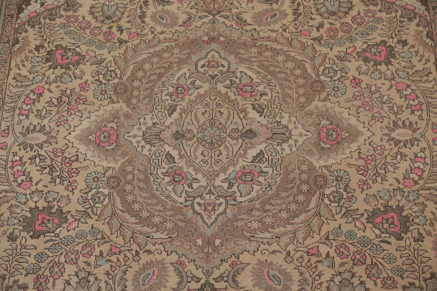 Distressed Floral Tabriz Persian Area Rug 8x11